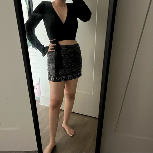 English Rose tweed metallic mini skirt with pocket - Picture 4 of 5